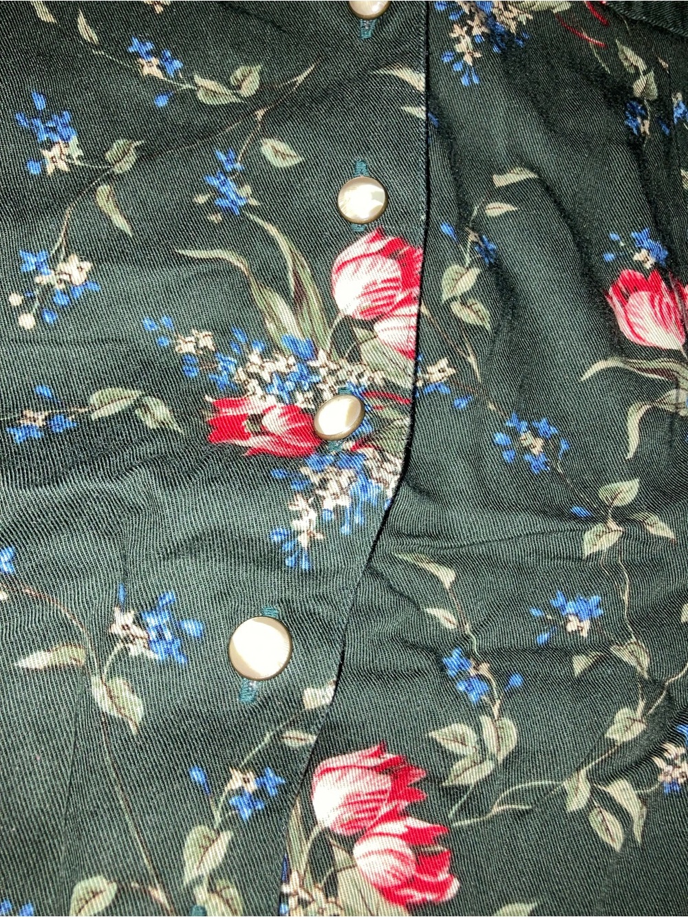 Vintage Green Floral Skirt - Picture 5 of 5